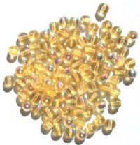 100 6mm Transparent Light Topaz AB Round Glass Beads
